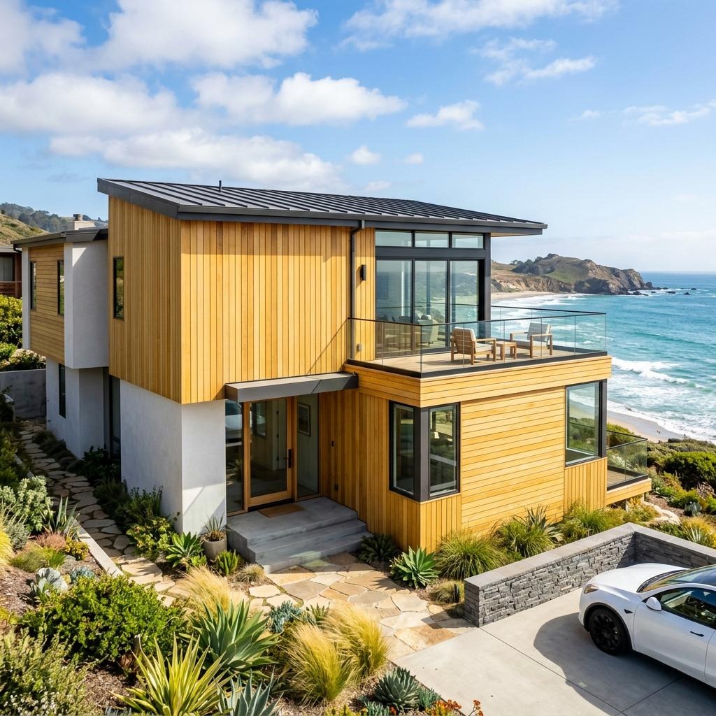 Garapa tropical hardwood facade cladding