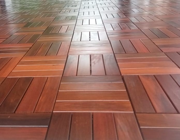 Ipe interlocking deck tiles